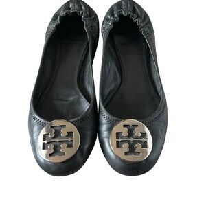 Tory Burch Minnie black leather ballet flats women’s shoes size 7